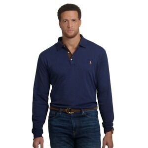 Polo Ralph Lauren Long Sleeve‎ Polo Shirt Navy Blue Classic Fit 3XLT New Cut tag